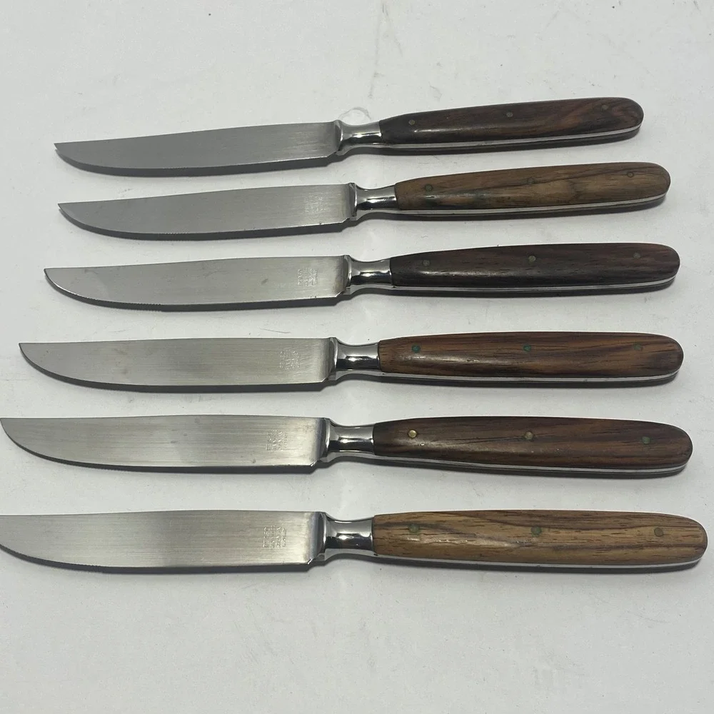 Peaso Steak Knife Set 6pc Rosewood Handle Solingen Germany Roll